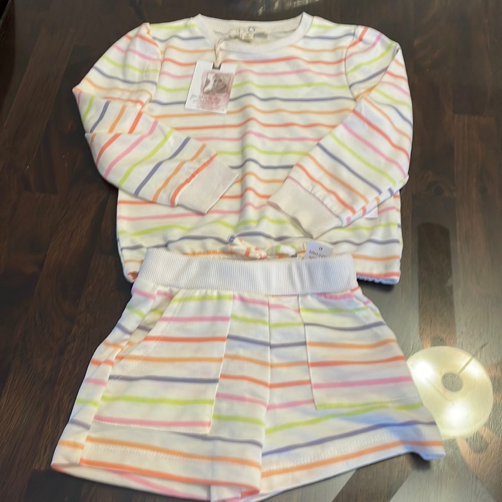 Jessica Simpson Kids Striped Sweatshirt and Shorts Set